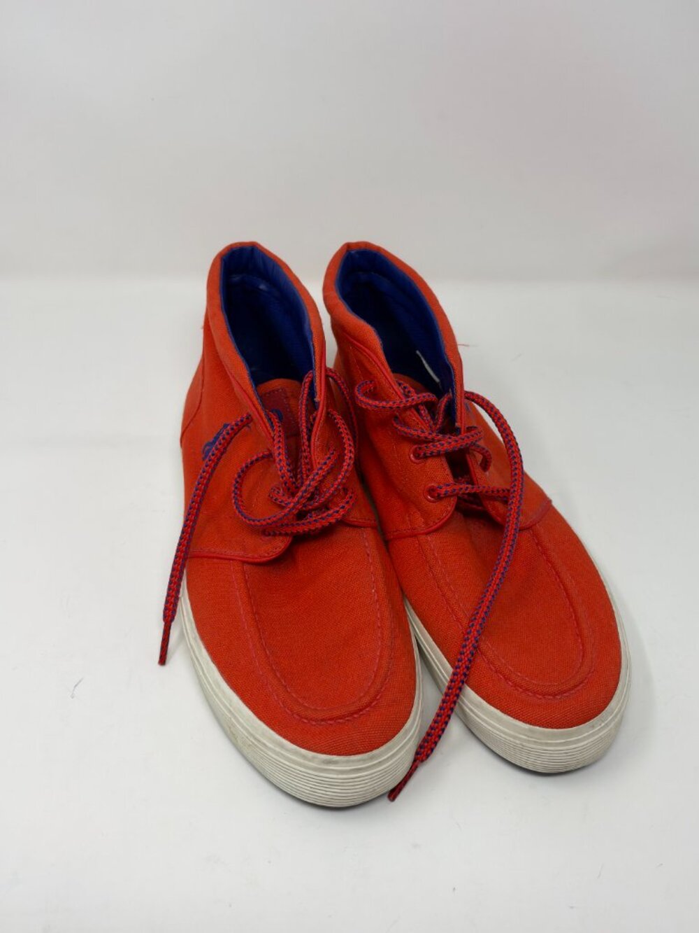 Polo Ralph Lauren Federico Orange Blue Canvas Chukka Sneakers Mens 10.5 D